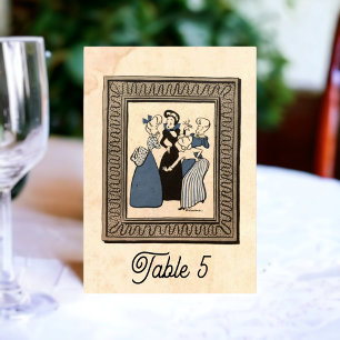 Vintage Retro Old Funny 50s Comic Rustic Wedding Table Number
