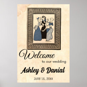 Vintage Retro Old Funny Engagement Ring Wedding Poster