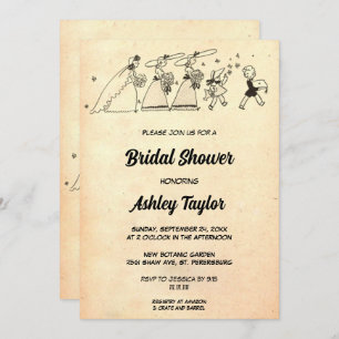 Vintage Retro Old Mid-Century Modern Bridal Shower Invitation