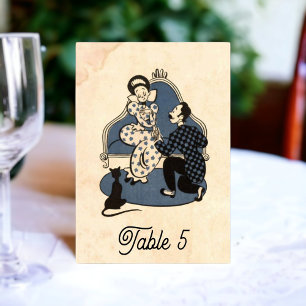 Vintage Retro Old Proposal 50s Comic Book Wedding Table Number