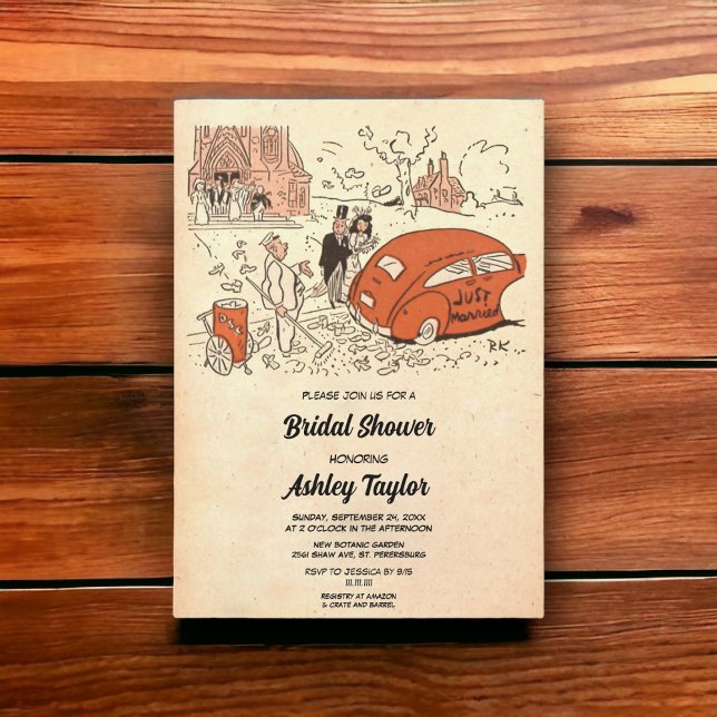 Vintage Retro Old Romantic Couple Bridal Shower Invitation (Creator Uploaded)