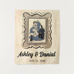 Vintage Retro Old Romantic Proposal Rustic Wedding Tapestry