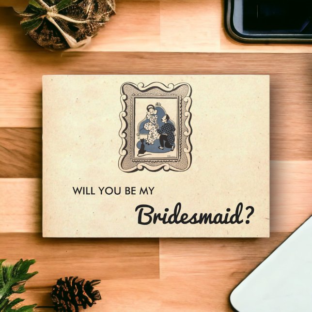 Vintage Retro Old Romantic Rustic Bridesmaid Card (Creator Uploaded)