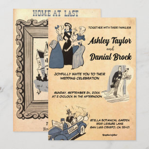 Vintage Retro Old Rustic 50s Comic Pop Art Wedding Invitation