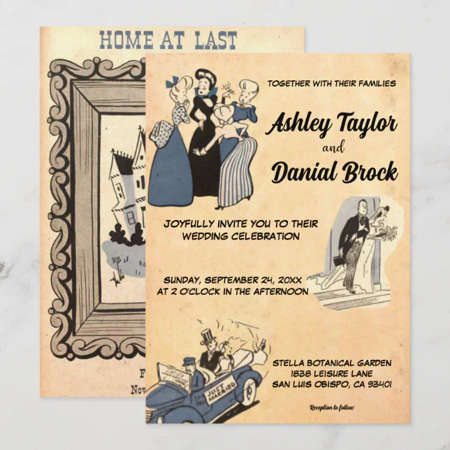 Vintage Retro Old Rustic 50s Comic Pop Art Wedding Invitation | Zazzle