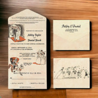 Vintage Retro Old Rustic 50s Comic-Themed Wedding