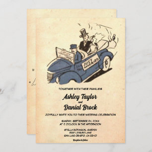 Vintage Retro Old Rustic Couple Ancient Wedding Invitation