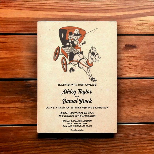 Vintage Retro Old Rustic Couple Stylish Wedding Invitation (Creator Uploaded)