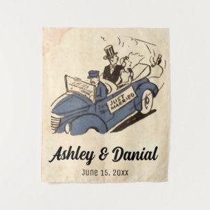 Vintage Retro Old Style 50s Comic Rustic Wedding Tapestry