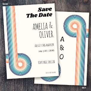 Vintage Retro Old Style 70s Monogram Save The Date