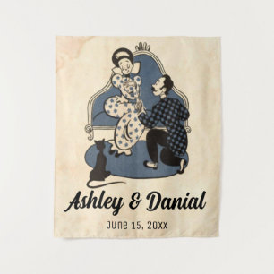 Vintage Retro Old Style Proposal Rustic Wedding Tapestry