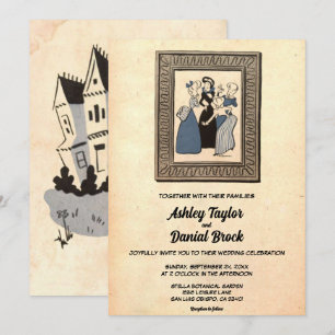 Vintage Retro Old Stylish Modern Rustic Wedding Invitation