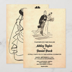 Vintage Retro Old Stylish Rustic Modern Wedding Invitation