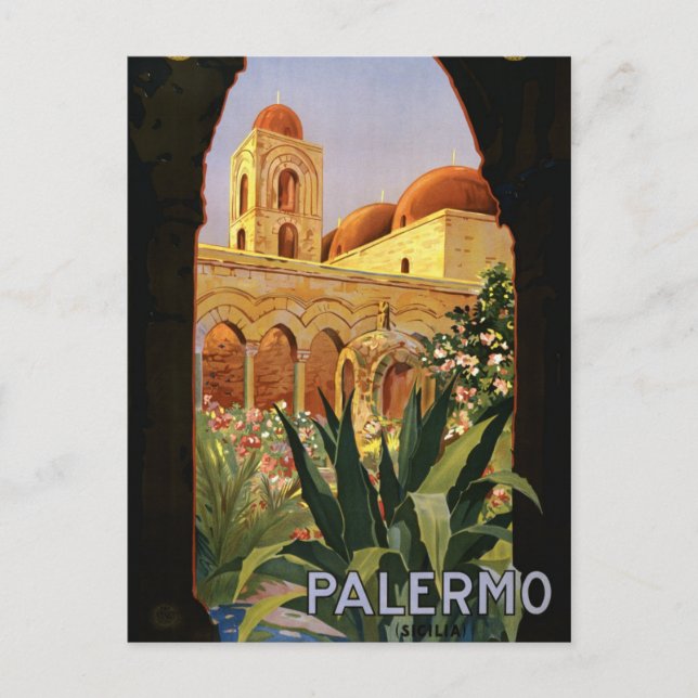 Vintage Retro Palermo Italy Travel Tourism Postcard (Front)