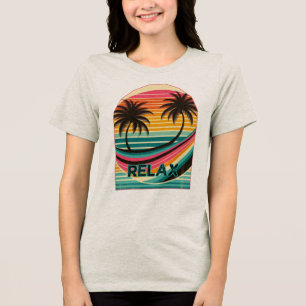 Vintage Retro Palm Tree Vibes Tri-Blend Shirt