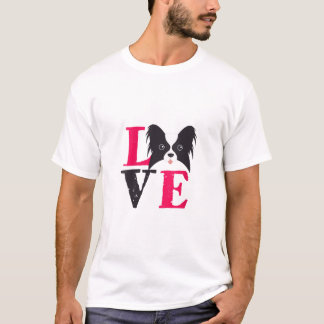 Vintage Retro Papillion Love Cute Funny Dog Lover  T-Shirt