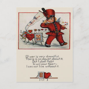 Vintage Retro Parade Leader Hearts Valentine Card