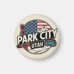 Vintage Retro Park City Utah Mountain gifts Magnet