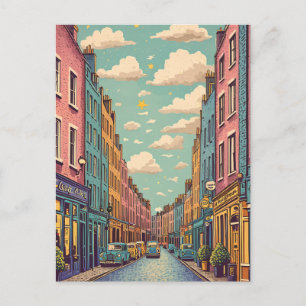 vintage retro pastel Dublin Ireland Postcard