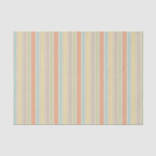 Vintage Retro Pastel Orange Teal Beige Striped Tissue Paper