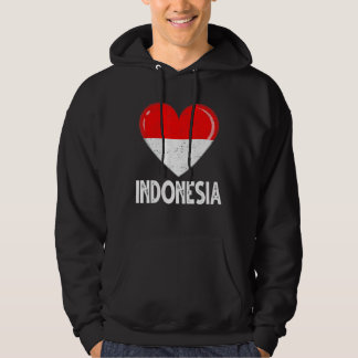 Vintage Retro Patriotic Heart Indonesia Flag Distr Hoodie