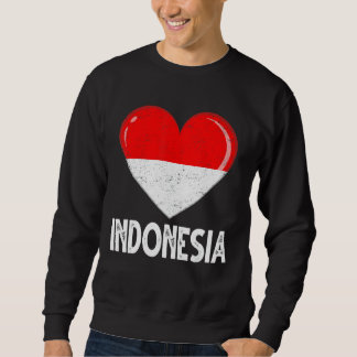 Vintage Retro Patriotic Heart Indonesia Flag Distr Sweatshirt