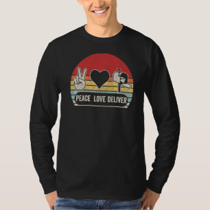Vintage Retro Peace Love Deliver Post Box Cute Pos T-Shirt