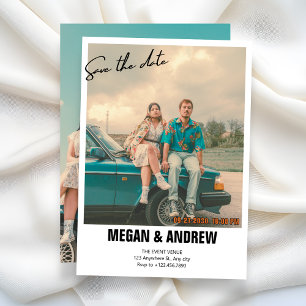 Vintage retro photo wedding save the date