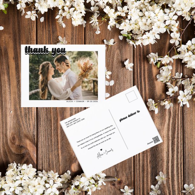 Vintage Retro Photo | Wedding Thank You  Postcard (Creator Uploaded)