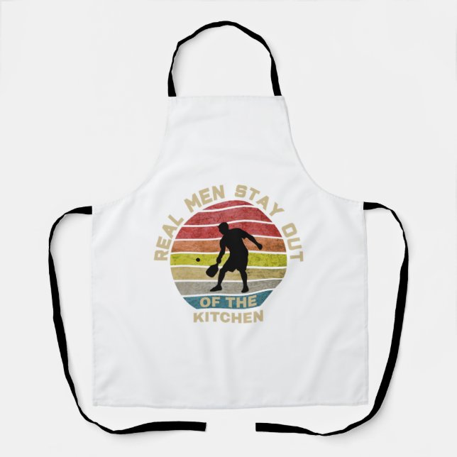 Vintage Retro Pickleball Funny Apron (Front)