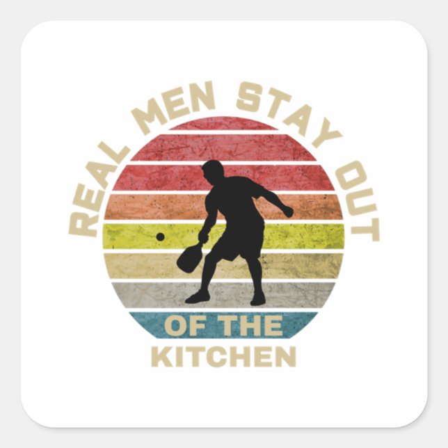 Vintage Retro Pickleball Funny Square Sticker (Front)