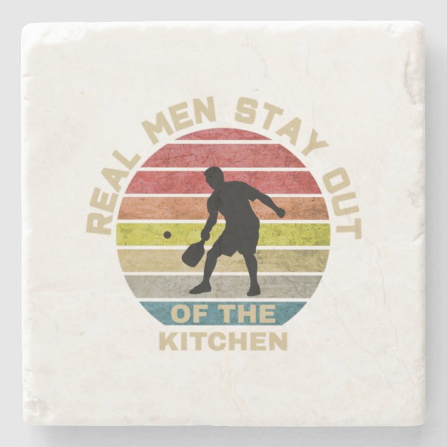 Vintage Retro Pickleball Funny Stone Coaster (Front)