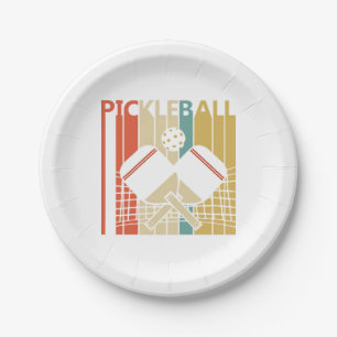 Vintage Retro Pickleball Paper Plate