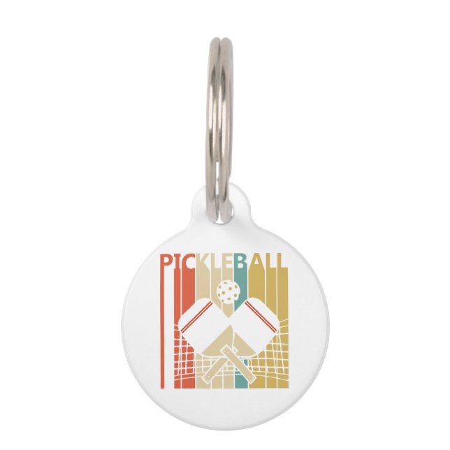 Vintage Retro Pickleball  Pet Tag (Front)