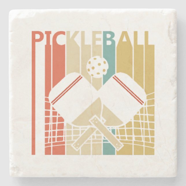 Vintage Retro Pickleball  Stone Coaster (Front)