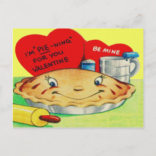 Vintage Retro Pie Valentine Holiday Postcard