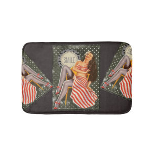 Vintage Retro Pin-up Illustration Thunder_Cove Bath Mat
