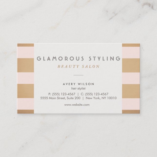 Vintage Retro Pink  Beauty Salon Business Card (Front)