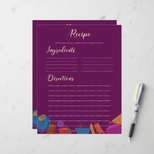 Vintage retro pink family kitchen Recipe Sheet