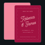 Vintage Retro Pink Fuchsia Wave Frame Wedding Save The Date<br><div class="desc">Vintage Retro Pink Fuchsia Wave Scallop Wedding Save the Date Invitation,  fully customisable by you (text and colours). Need help? Send me a message!</div>