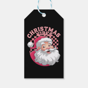 Vintage Retro Pink Santa Christmas Gift Tags