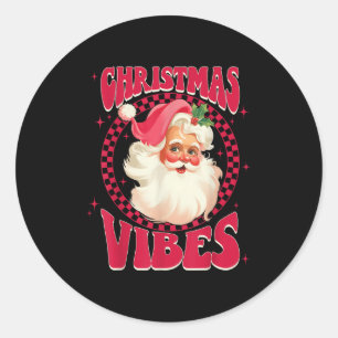 Vintage Retro Pink Santa Claus Face Men Women Kids Classic Round Sticker