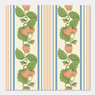 Vintage Retro Pink Strawberry Striped Pattern Wallpaper