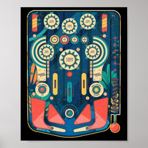 Vintage Retro Pinll Arcade Game Machine  Poster