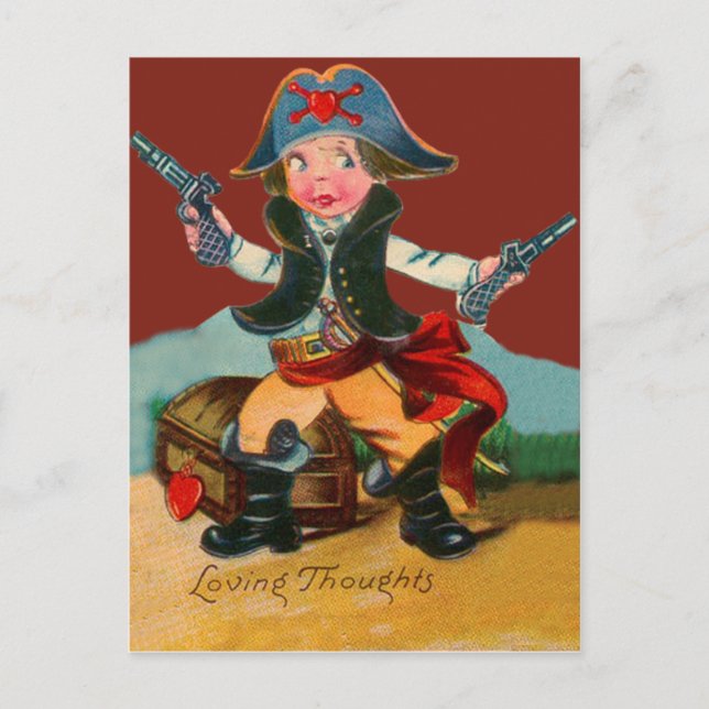 Vintage Retro Pirate Valentine Card (Front)
