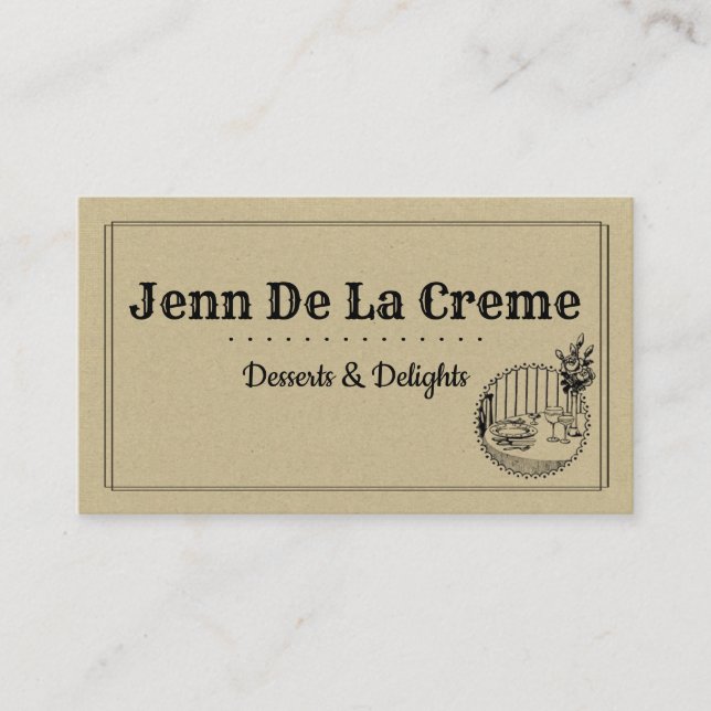 Vintage Retro Place Setting Business Card (Front)