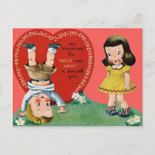 Vintage Retro Playing Outdoors Valentine Card