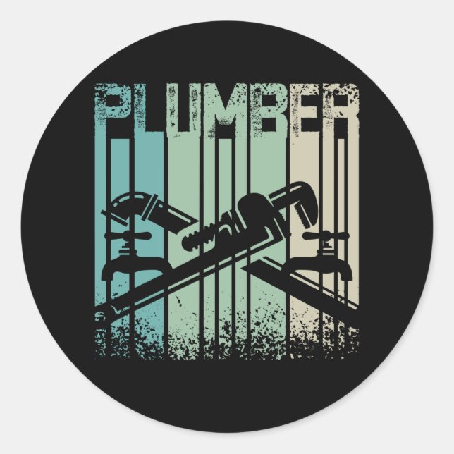 Vintage Retro Plumber Classic Round Sticker (Front)