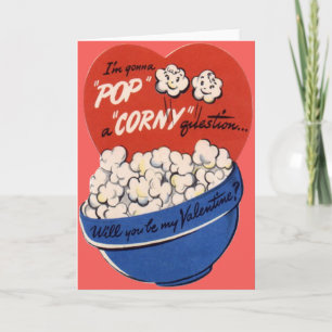 Vintage Retro Popcorn Valentine Holiday Card