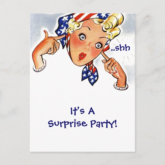Vintage Retro Postcard Invitation Surprise Party (Front)